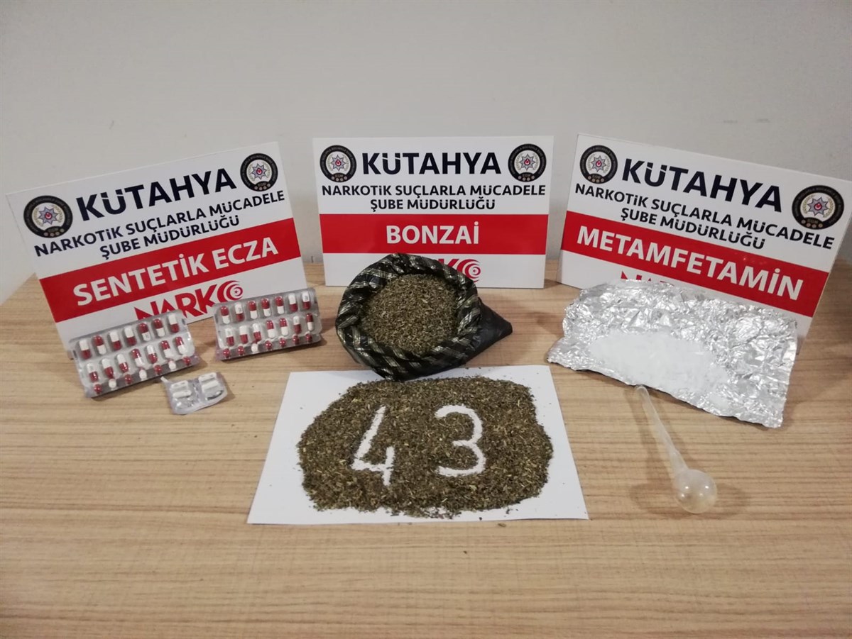 243,9 gr. Bonzai, 28,69 gr. Metamfetamin ve 58 adet sentetik ecza hap 